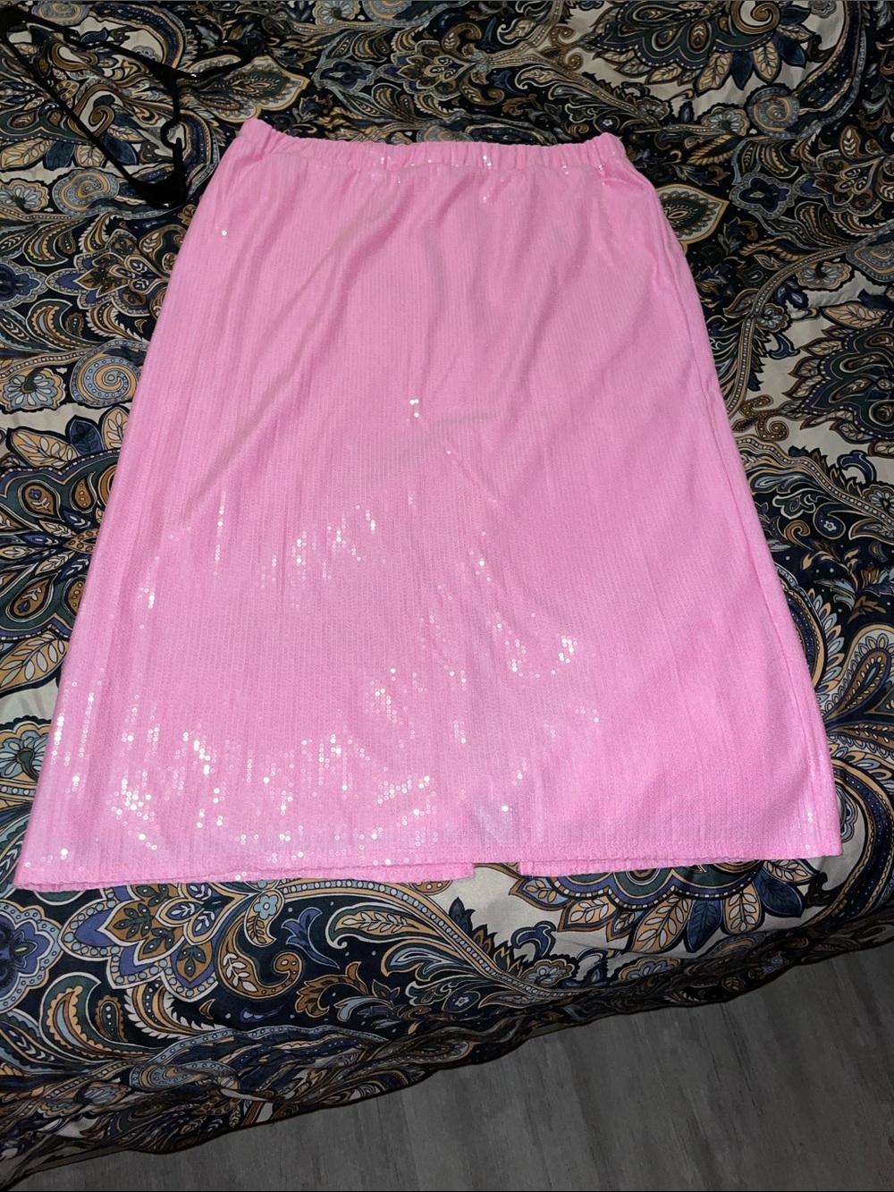 NEW St John’s Bay Pink Sequin Midi Skirt Women Size L